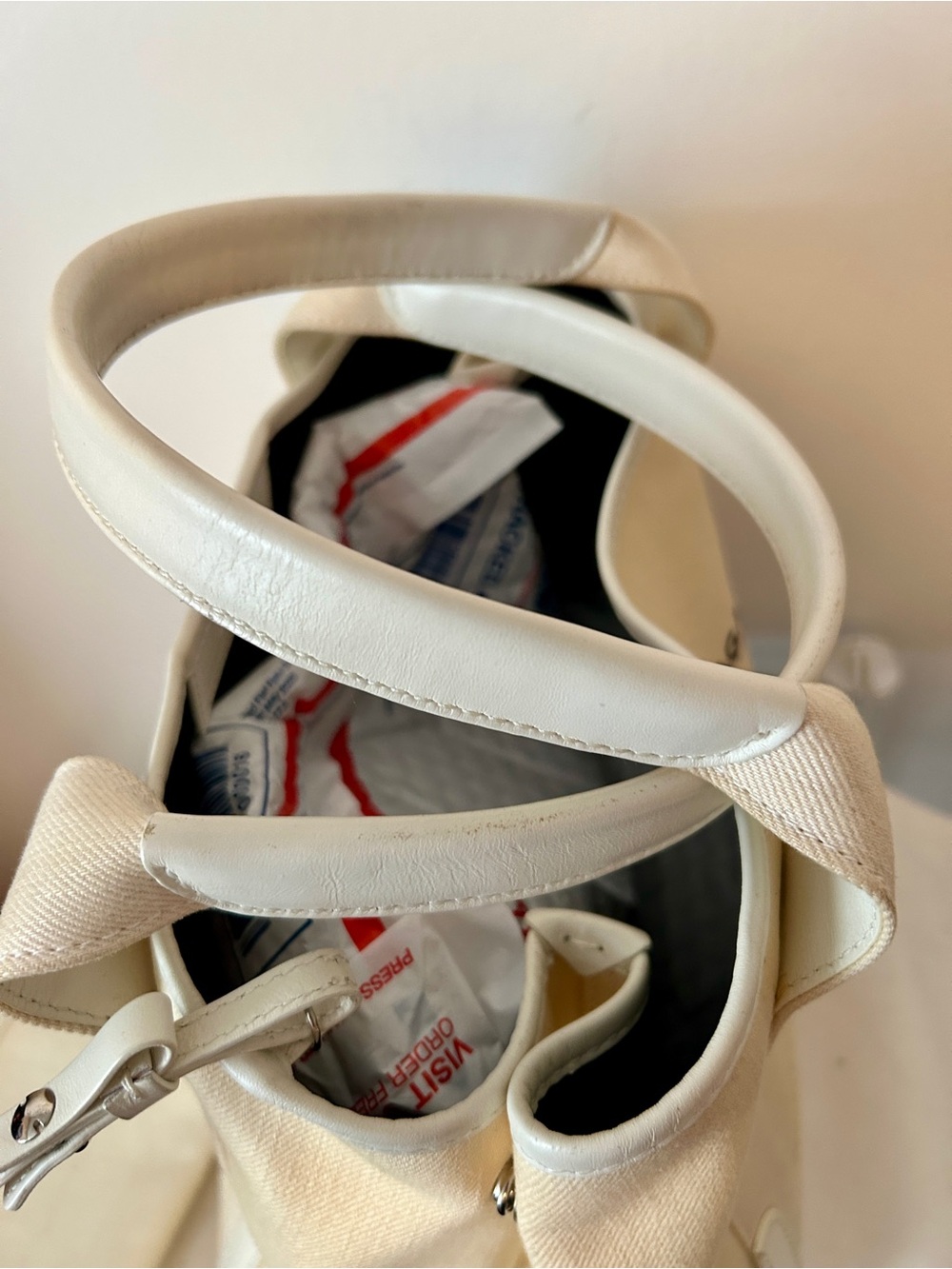 Balenciaga Calabasas Canvas Tote in Pale Cream with Black Logo - Picture 8 of 11